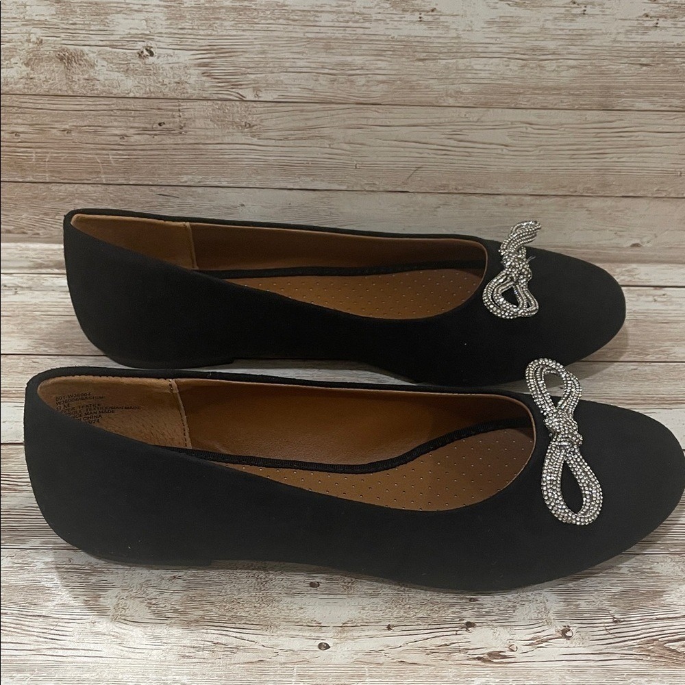 White Mountain Womens Black Rhinestone Bow Ballet Flats Sashimi W35004 Size 9M - Picture 8 of 11